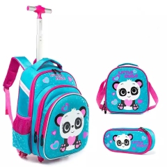 3 in 1 School Children Backpack With Wheels Student Wheeled School Detachable Backpack Trolley Bag