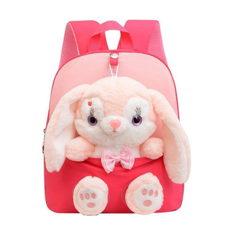 Hot Manufacturer Wholesale Cute Cartoon Doll Pink Rabbit Plush Small Backpack Animal Toy School Bags