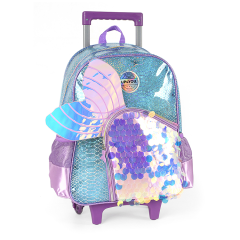 Custom Wonderful Beauty Wing Design Cartoon Kids Girls Children Wheeled Backpack School Trolley Bags