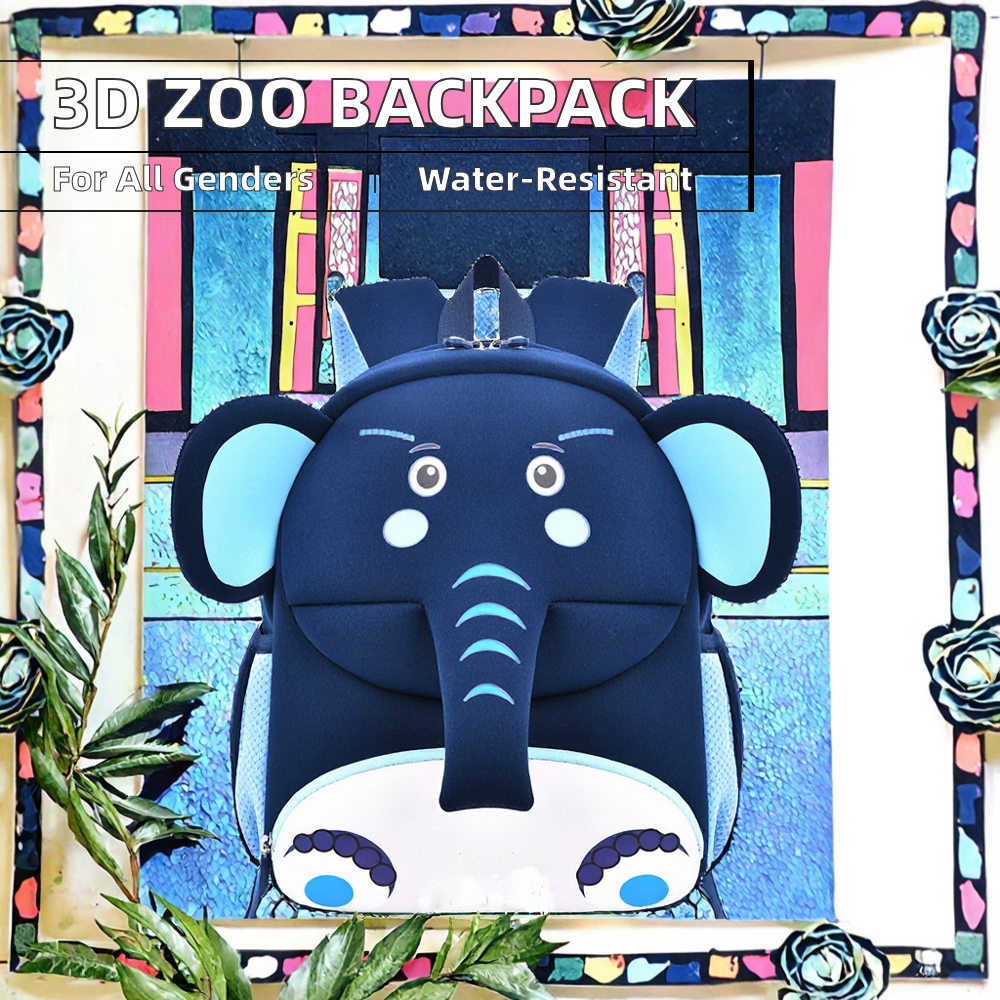 Handmade 3D Cartoon Zoo Animal Prints Backpack Fashionable Kids' Personalized Cute Design Backpack