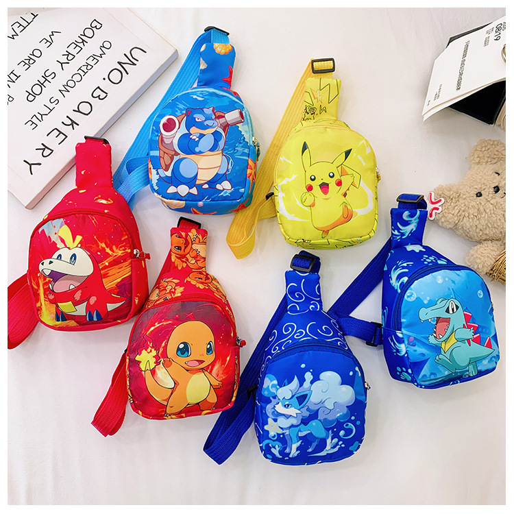 Hot Children Chest Pack Cartoon Anime Cute Poke Mon Pikachu Charmander Messenger Bags Waterproof Travel Crossbody Bags