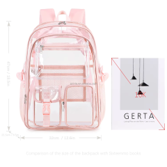 Hotselling Clear Heavy Duty PVC Transparent Cheap Fashion Student Schoolbag Children Backpack Bagpack Kids School Bags