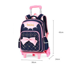 Waterproof Trolley Kids School Bags with Wheels Chinese Factory Custom Logo 6-12 Years Old Diamond Girls Primary School 20-35L