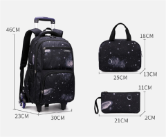 3pcs Set Kids School Rolling Backpack Trolley Bag Student Backpack on Wheels School Wheeled Backpack Bag for Teenagers Travel