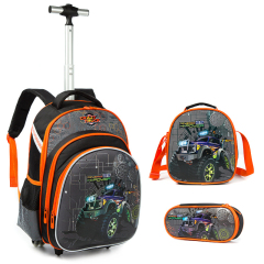 3 in 1 School Children Backpack With Wheels Student Wheeled School Detachable Backpack Trolley Bag