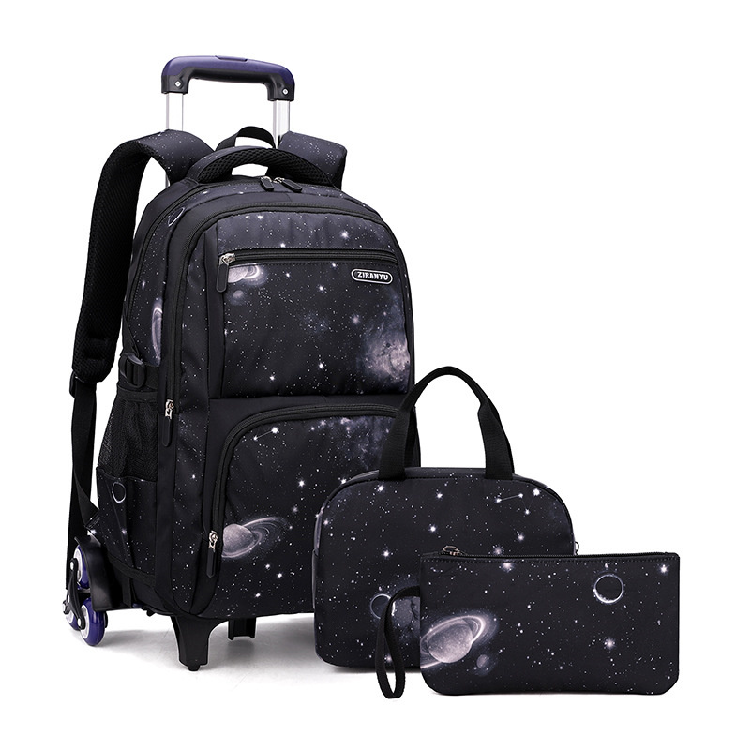 3pcs Set Kids School Rolling Backpack Trolley Bag Student Backpack on Wheels School Wheeled Backpack Bag for Teenagers Travel