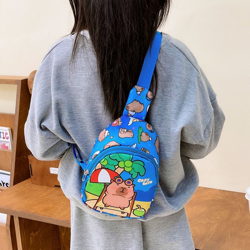 Hot Fashion Bags Cartoon Lovely Capybara Crossbody Bags Waterproof Chest Pack Anti-thief Travel Shopping Bags for Children