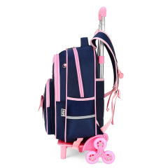 Waterproof Trolley Kids School Bags with Wheels Chinese Factory Custom Logo 6-12 Years Old Diamond Girls Primary School 20-35L