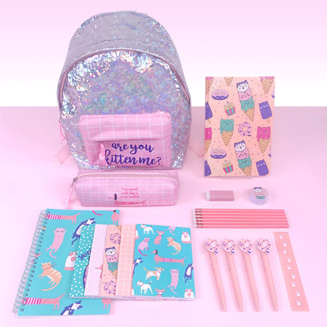 Back to School Pink Kit Great Bundle Includes Several Essentials School Supplies Stationery Set for Girls