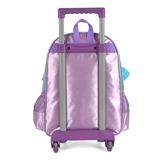 Custom Wonderful Beauty Wing Design Cartoon Kids Girls Children Wheeled Backpack School Trolley Bags