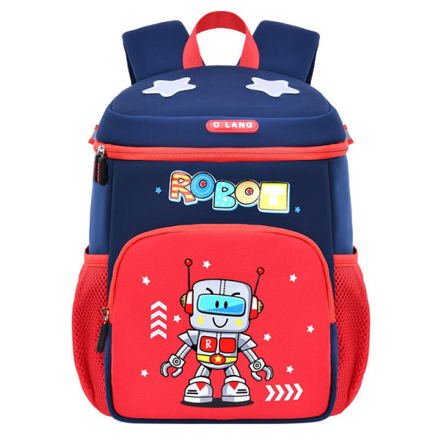 Ultra-Lightweight Robot Diving Material Kindergarten Backpack Zipper Closure Spine Protection Fashion Style Waterproof Feature