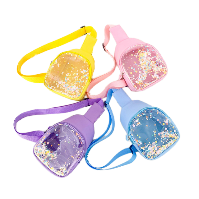 Hot New Cute Girls Chest Bag Custom Fanny Pack Waist Bag Kids Waist Shiny PVC Simple Belt Bag Fanny Pack Kids