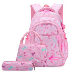 Girls Butterfly Printing Teenager Bookbags Children Backpacks Kids Primary School Bag Set with Lunch Bag and Pencil Case