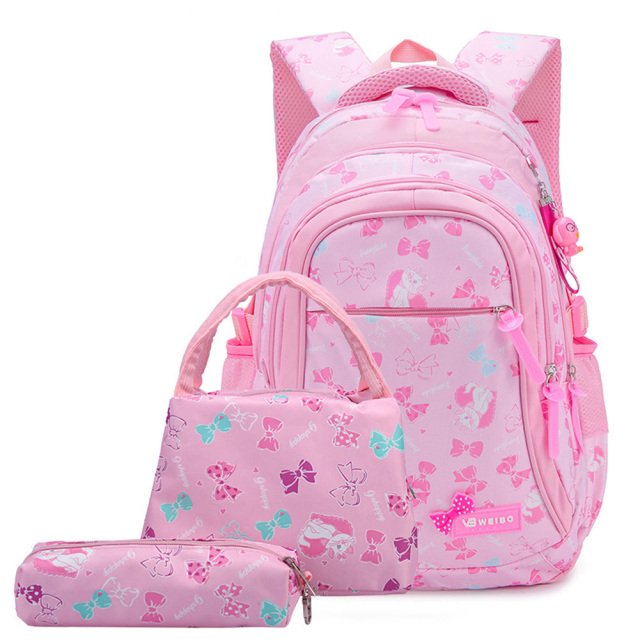 Girls Butterfly Printing Teenager Bookbags Children Backpacks Kids Primary School Bag Set with Lunch Bag and Pencil Case