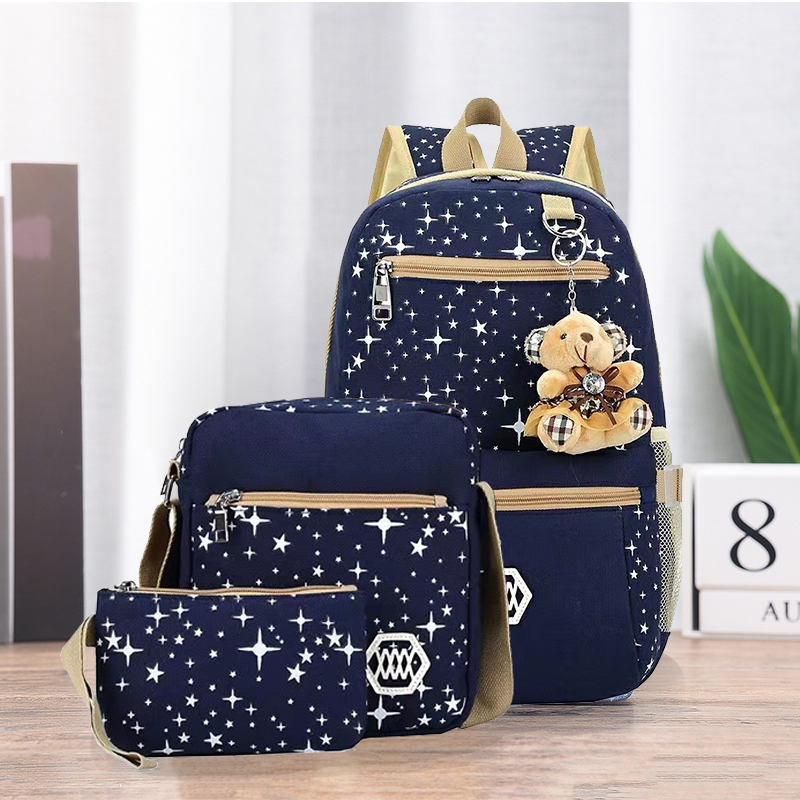 POP DUCK 3pcs/set School Bags for Girls Women Backpack School Bags Star Printing Backpack Schoolbag Women Travel Bag Rucksacks
