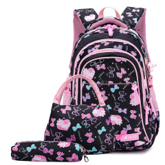 Girls Butterfly Printing Teenager Bookbags Children Backpacks Kids Primary School Bag Set with Lunch Bag and Pencil Case
