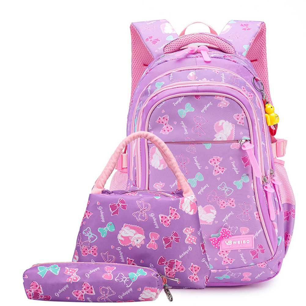 Girls Butterfly Printing Teenager Bookbags Children Backpacks Kids Primary School Bag Set with Lunch Bag and Pencil Case