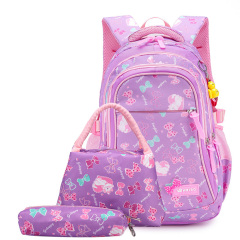 Girls Butterfly Printing Teenager Bookbags Children Backpacks Kids Primary School Bag Set with Lunch Bag and Pencil Case