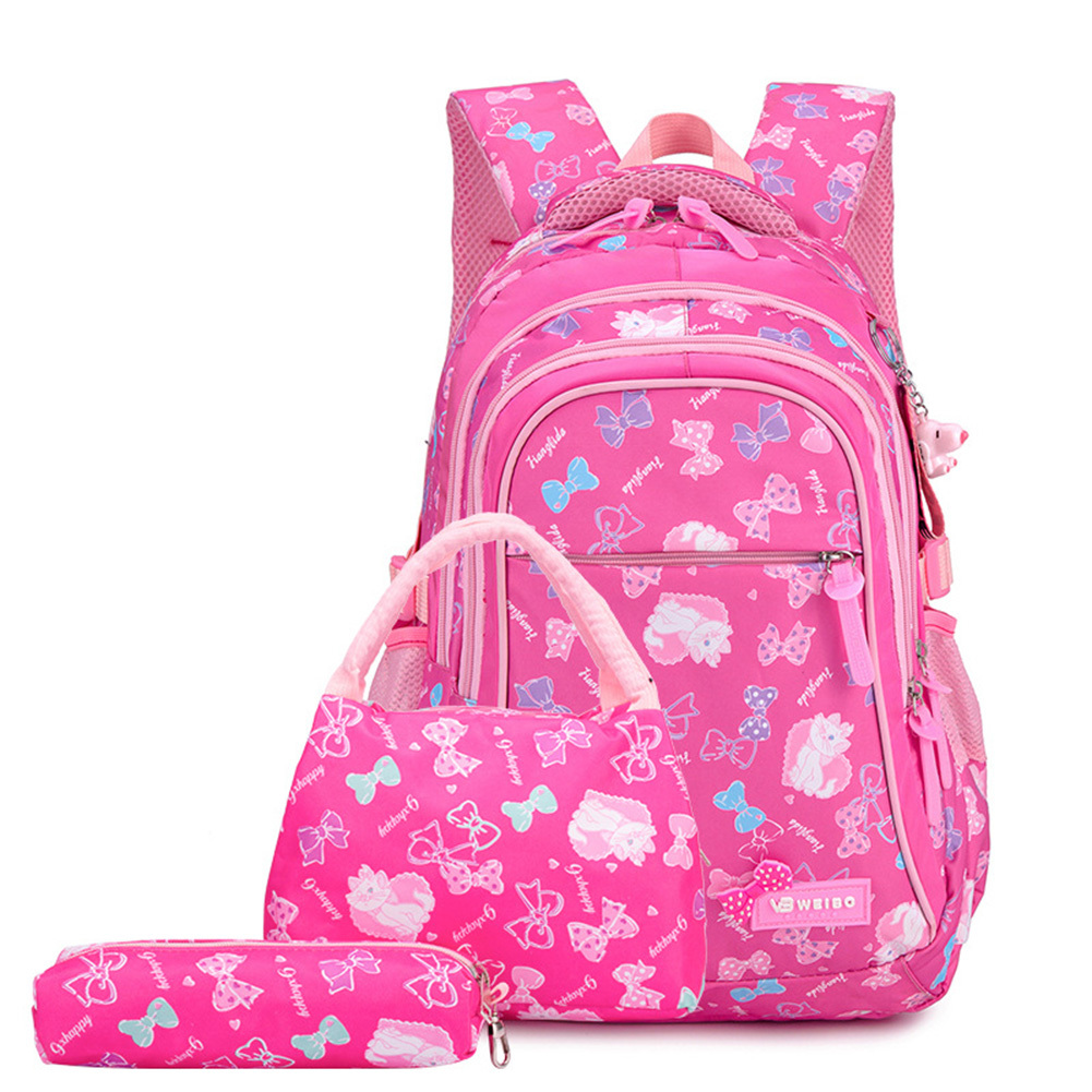 Girls Butterfly Printing Teenager Bookbags Children Backpacks Kids Primary School Bag Set with Lunch Bag and Pencil Case