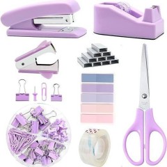 Customized pink Office Stationery Set Wholesale Cross-border Stapler Scissors Book Multi-functional Binding Combination