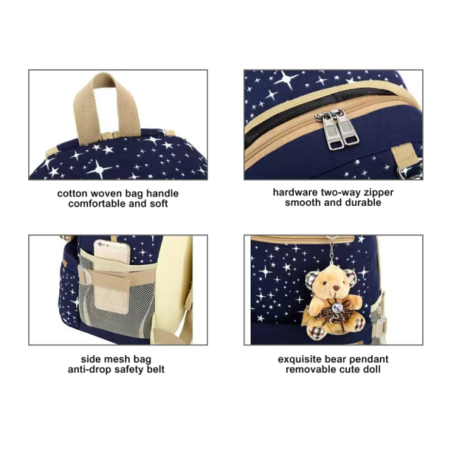 POP DUCK 3pcs/set School Bags for Girls Women Backpack School Bags Star Printing Backpack Schoolbag Women Travel Bag Rucksacks