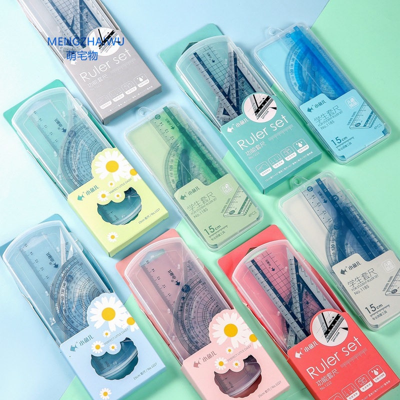 Hotale School Supplies for Kids Children Stationery Set Triangle square Ruler Students 4 Pcs Ruler Set