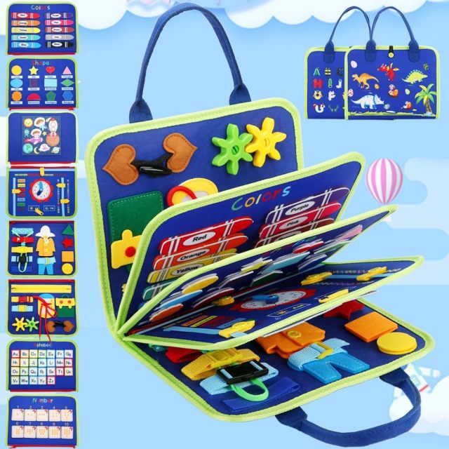 Hotsale Activity Board Montessori Kids Felt Busy Learning Basic Dress Skill Educational Travel Baby Sensory Toys