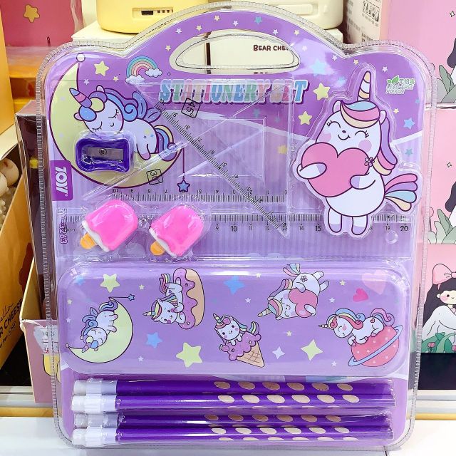 Cartoon Astronaut Children's Stationery Set with Pencil Case Ruler Eraser for Kids