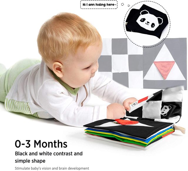 Baby Sensory Baby Books Toys High Contrast Black and White Books Non-toxic Fabrics for Early Education
