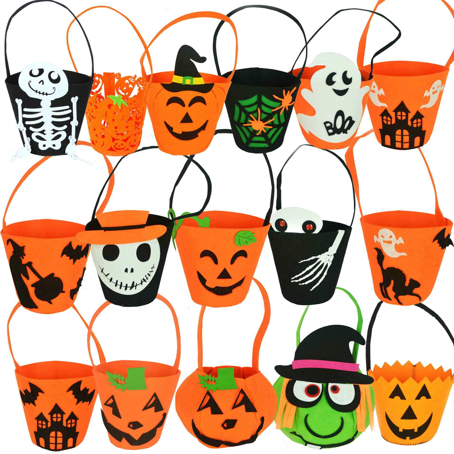 New Party Halloween Pumpkin Candy Bucket Bag for Kids Portable Halloween Supplies Storage Bag for Candy Toy Gift