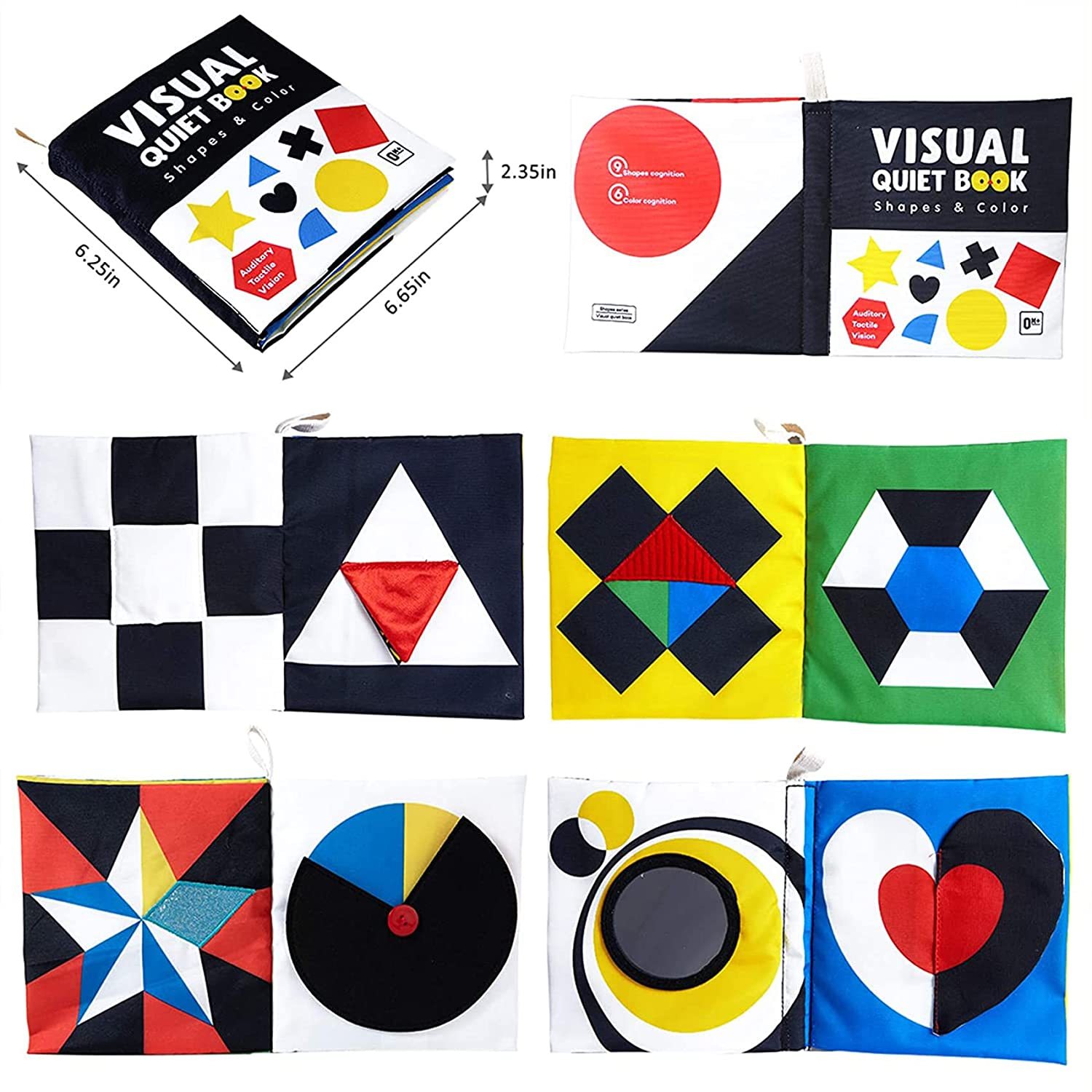 Baby Sensory Baby Books Toys High Contrast Black and White Books Non-toxic Fabrics for Early Education
