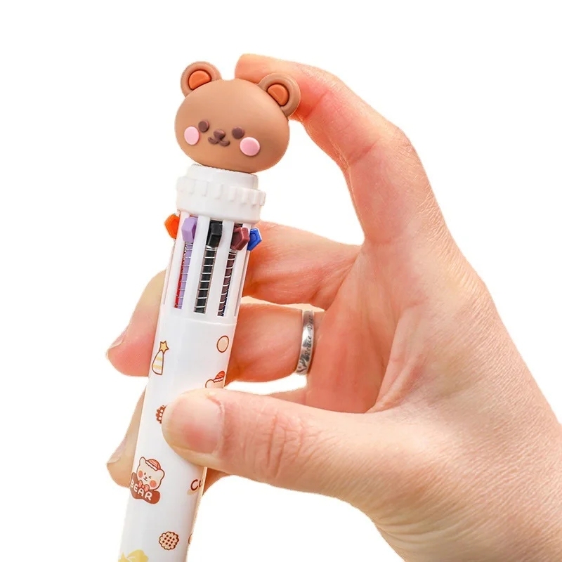 Bear Cartoon Ballpoint Pen 0.5mm Colorful Ink Cute Gel Pens Silicone Kawaii Pens School Office Supplies Korean Stationery