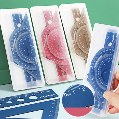 Aluminum Alloy Ruler Four-Piece Set Stationery Set Children Student Ruler Office Drawing Ruler School Office Gift