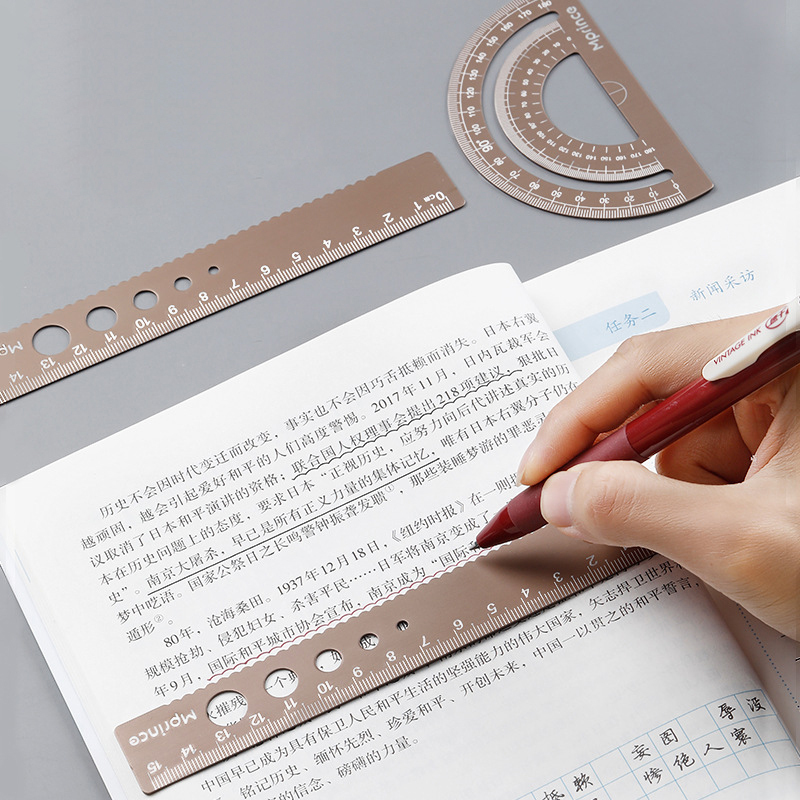Hotsale Aluminum Alloy Ruler Four-Piece Set Stationery Set Children Student Ruler Office Drawing Ruler School Office Gift
