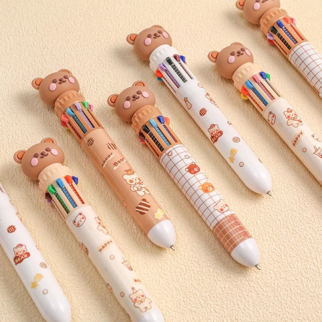 Bear Cartoon Ballpoint Pen 0.5mm Colorful Ink Cute Gel Pens Silicone Kawaii Pens School Office Supplies Korean Stationery