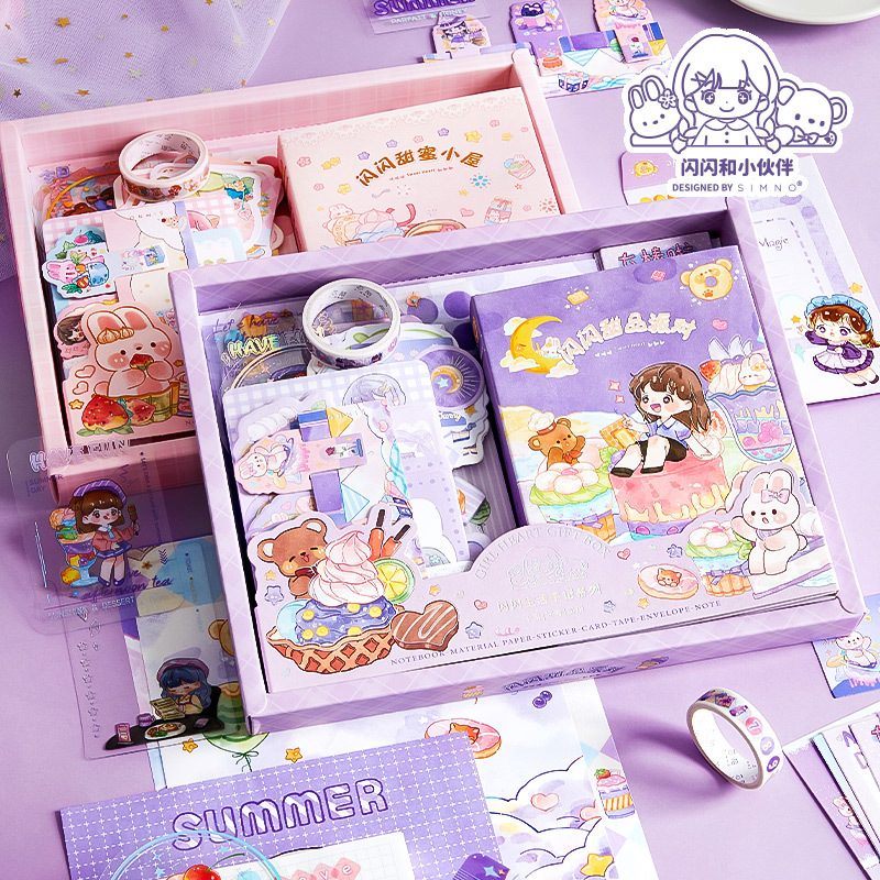 New Design DIY Journal Set  Birthday Notebook Gift Set Sticker Memo Tape Stationery Products