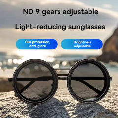 Hot High Quality Round Polarized Brightness Adjustable Sunglasses Aperture ND Filter Tint Adjustment Sunglasses with Camera Lens