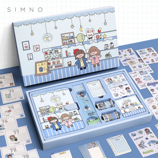 New Cute Notebook Gift Box Creative Magnetic Buckle Children'S Diary Planner Student Hand Ledger With Tape Sticker