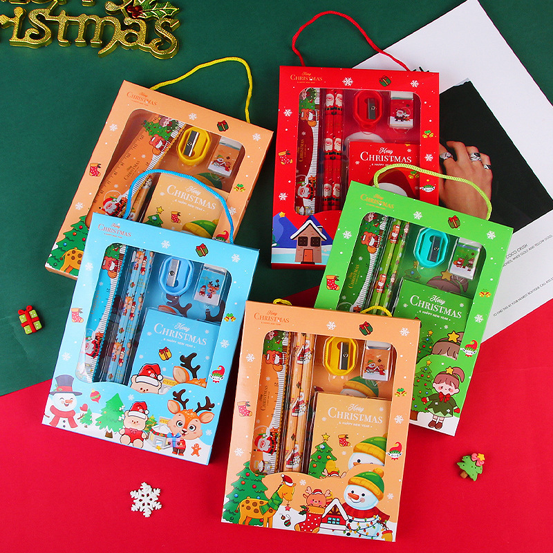 Cute Eraser Pencil Stationery Cartoon Stationery Kit for Children Birthdays Primary School Supplies Students Christmas Gift Set