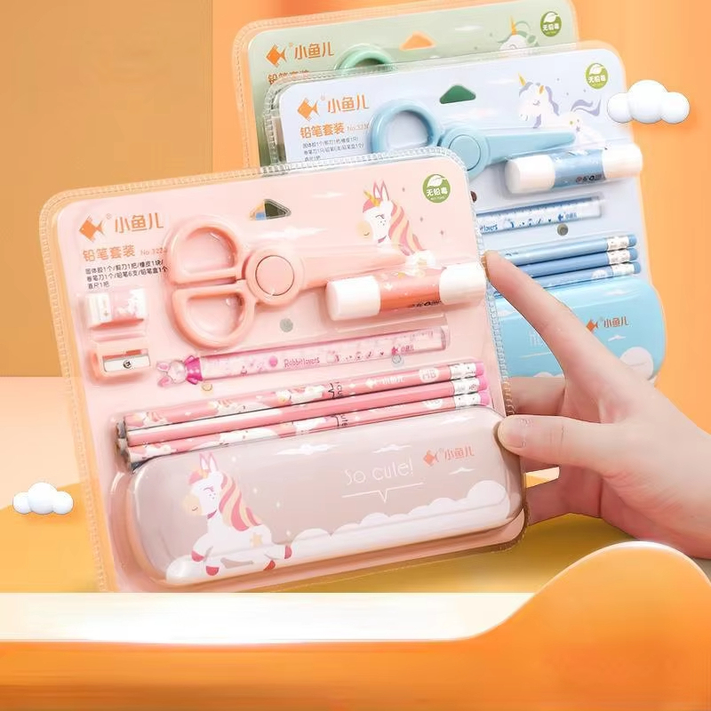 Wholesale Student Stationery Set Children's Back to School Stationery Gift Box Set, Cartoon Iron Pen Box, School Stationery Set