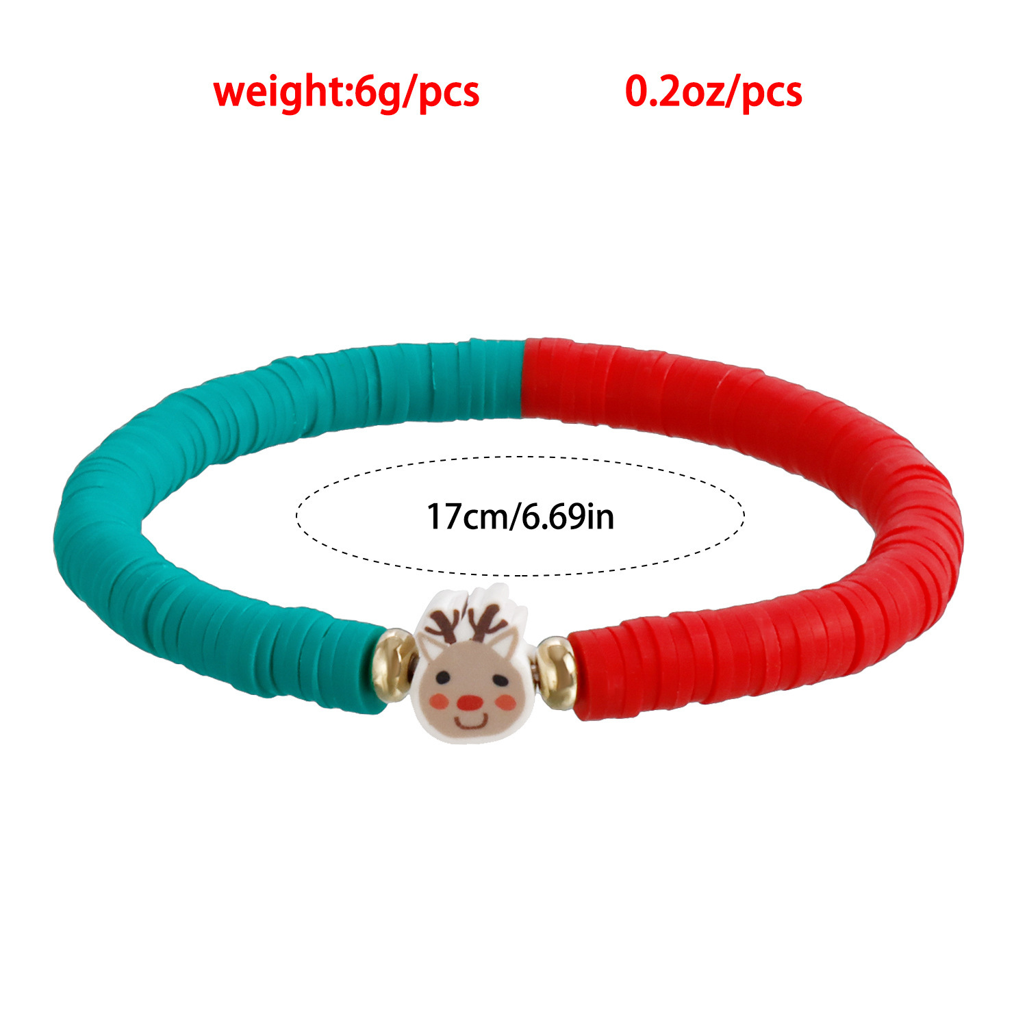 New Christmas Gift Santa Claus Elk Alphabet Hand String Mixed Color Polymer Clay Elastic Rope Christmas Bracelet Gifts
