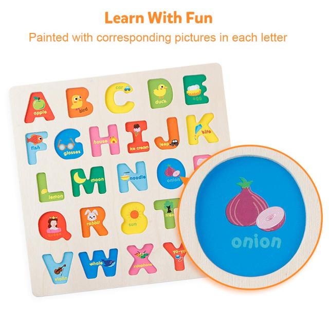 Letters Peg Board Montessori Jigsaw Puzzle Gift Sorting ABC Blocks Matching Game