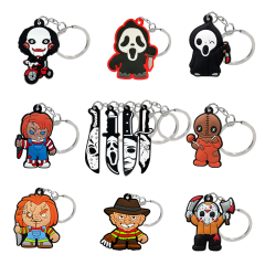 Factory Direct Customized Ready to Ship Wholesale Ring 2D Rubber Key Chain Halloween Horror Movie Soft PVC Keychain