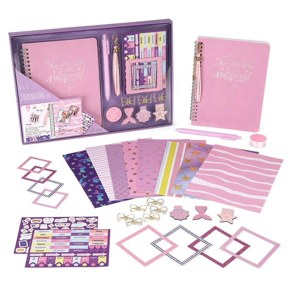 HotsaleCustomized Wholesale A5 Blank DIY Journal Notebook Stationery Set School Supplies Children Gift With Box
