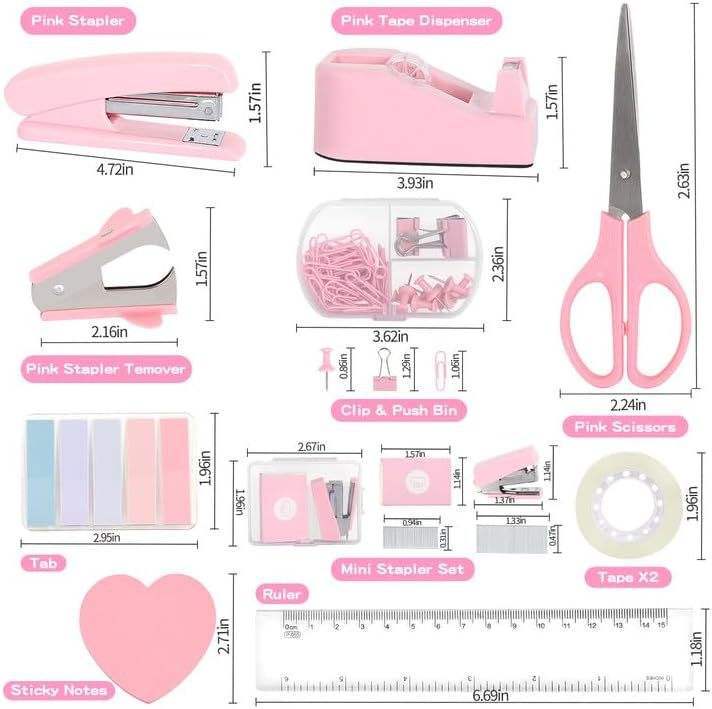 Hot Selling Macaron Desktop Stationery Set Includes Stapler Tape Holder Scissors Staple Remover-Stapler in Stock