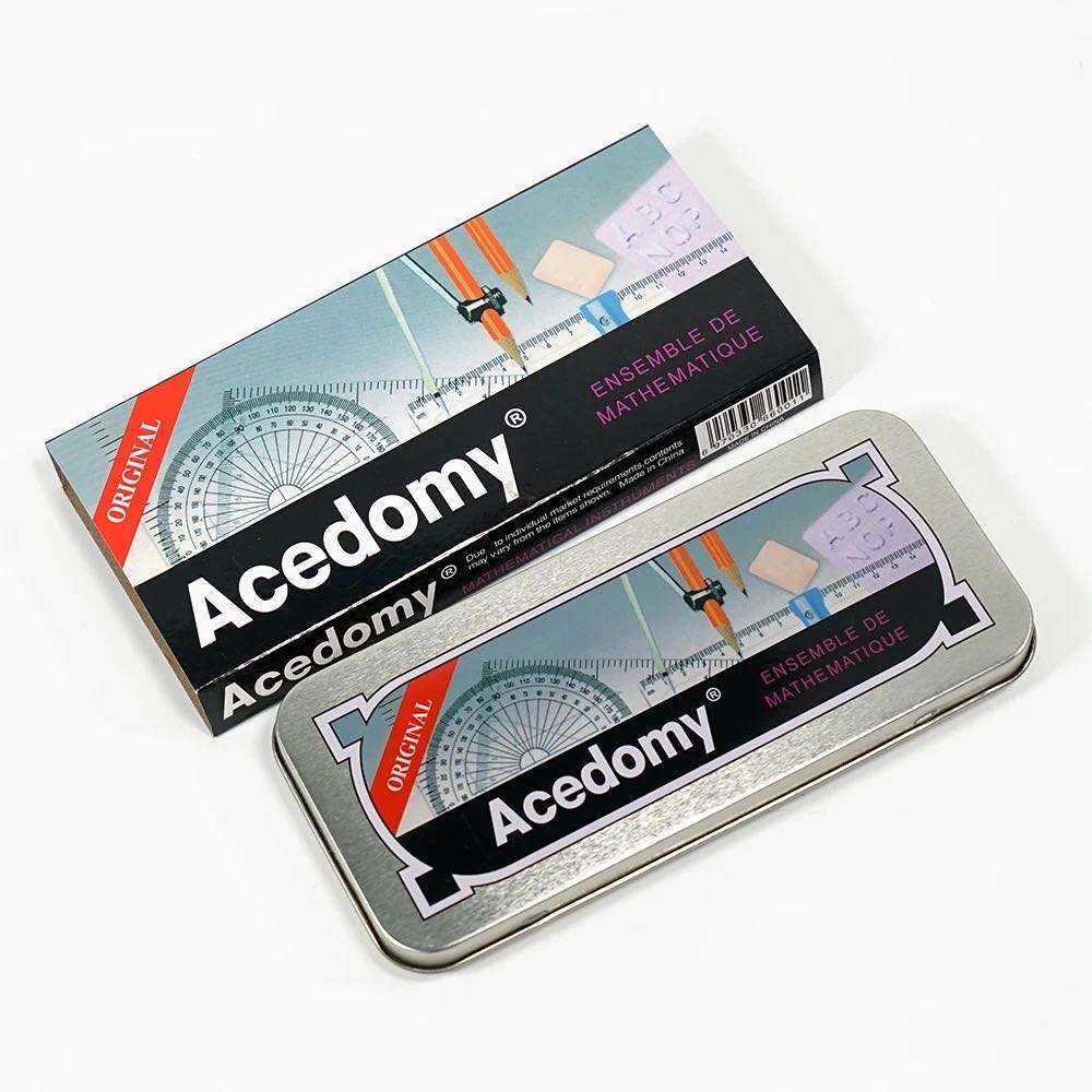 School Supplies Tin Box Maths Set 13pcs Instrument Iron Box Academy Mathematical Set