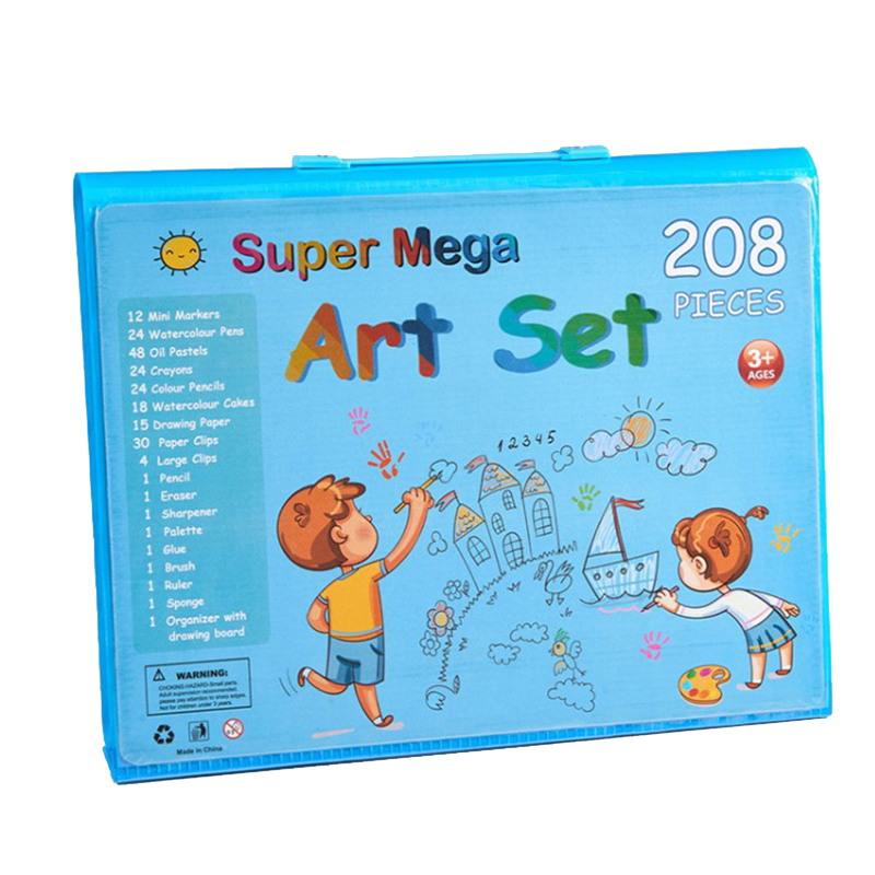Manufacture Supplies 208Pcs Drawing Art Set Painting Drawing for Kids Box Artist Printing Art Set With Drawing Board