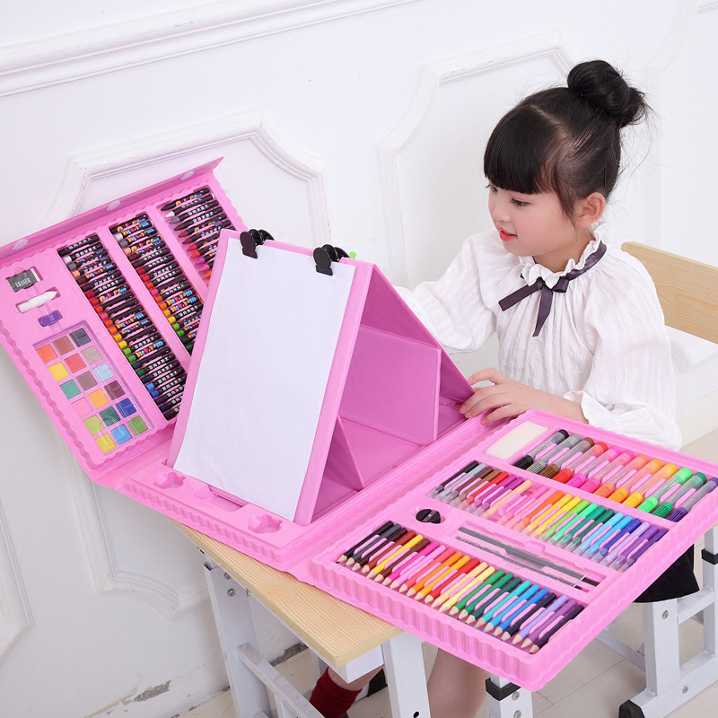Manufacture Supplies 208Pcs Drawing Art Set Painting Drawing for Kids Box Artist Printing Art Set With Drawing Board
