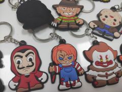 Factory Direct Customized Ready to Ship Wholesale Ring 2D Rubber Key Chain Halloween Horror Movie Soft PVC Keychain