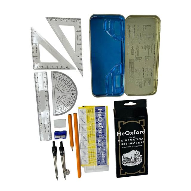 School Supplies Tin Box Maths Set 13pcs Instrument Iron Box Academy Mathematical Set
